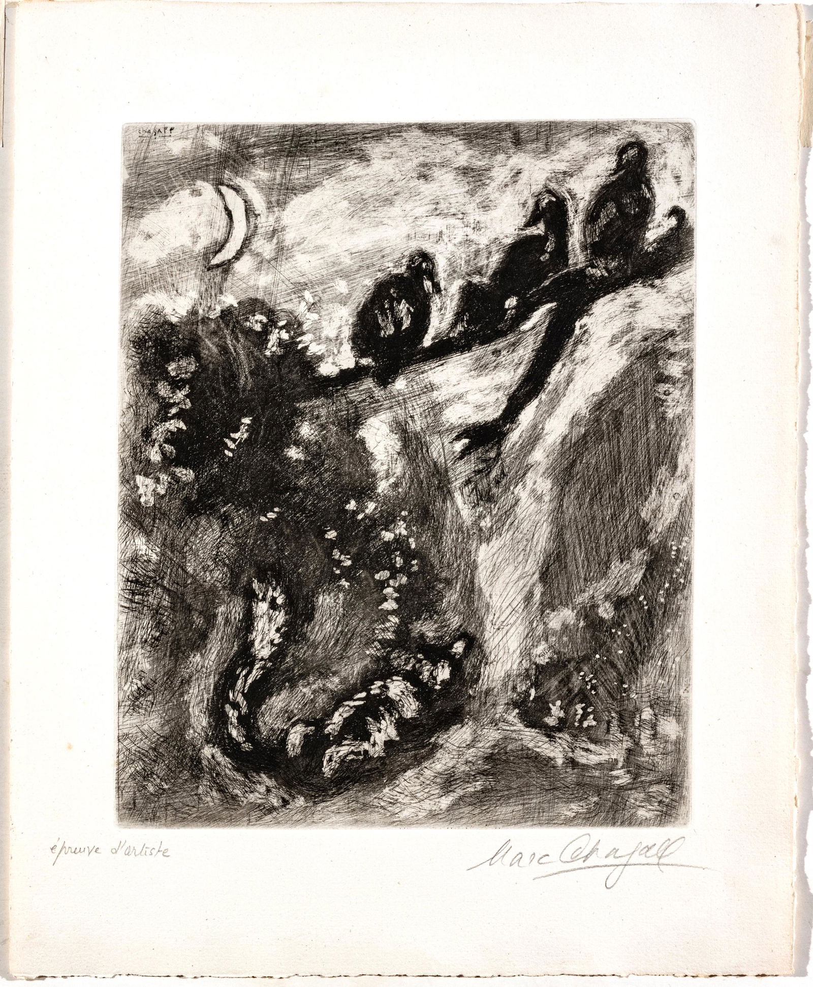 MARC CHAGALL (FRENCH/RUSSIAN, 1887-1985) ETCHING ON MONTVAL LAID PAPER, 1927-30 H 11.75" W 9.5" (1 of 5)