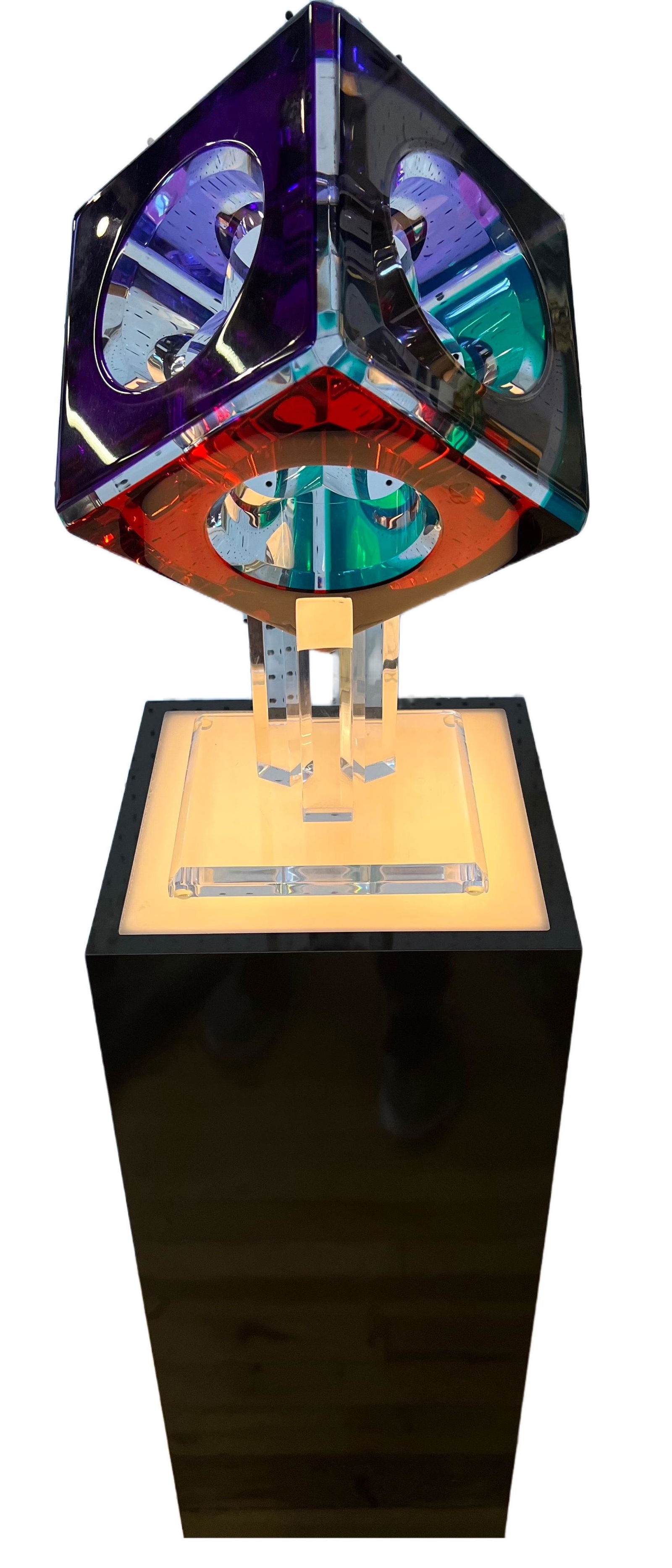 SHLOMI HAZIZA (AMERICAN/ISRAELI, B. 1969) LUCITE SCULPTURE, 1995, H 8", W 8" L 8" (CUBE ONLY) (1 of 7)