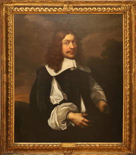 BARTHOLOMEUS VAN DER HELST (DUTCH, 1612-1670), OIL ON CANVAS, H 41", W 35", UNKNOWN SITTER: BARTHOLOMEUS VAN DER HELST (DUTCH, 1612-1670), OIL ON CANVAS, H 41", W 35", UNKNOWN SITTER From the collection of Tornchin des Delices. From the collection of Tornchin des Delices. Framed H 50", W