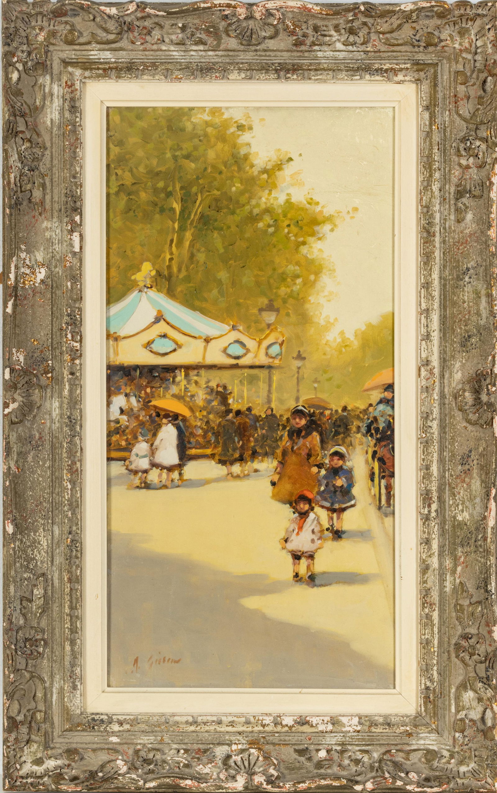 ANDRE GISSON, 1921 - 03, OIL ON CANVAS H 24" W 12" CAROUSEL (1 of 4)