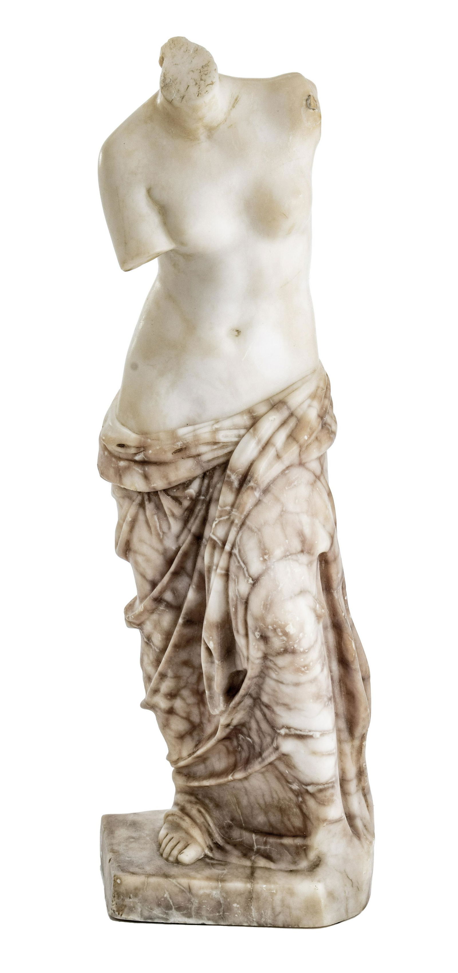 ITALIAN CARVED ALABASTER SCULPTURE, H 17.5", W 5.5", VENUS (1 of 6)