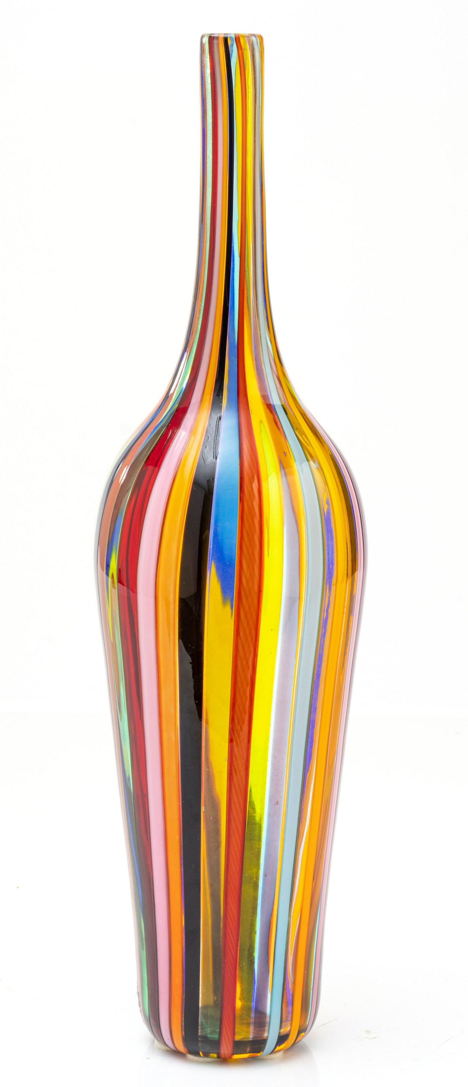 VETRI MURANO, ITALIAN ART GLASS VASE, H 14.5" DIA 4" (1 of 5)