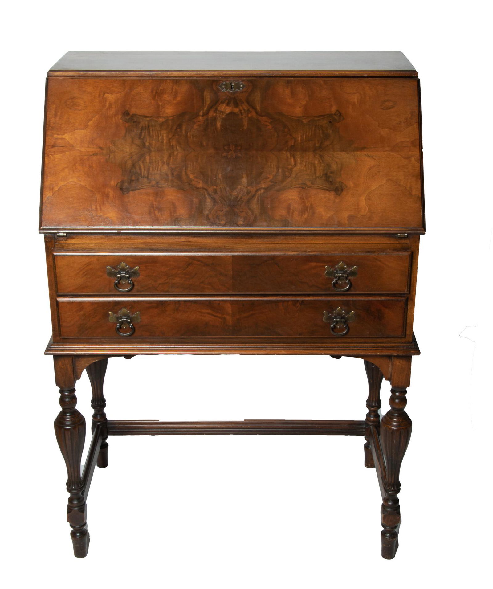 WALNUT SLANT FRONT DESK C 1930, H 42" W 28" (1 of 5)