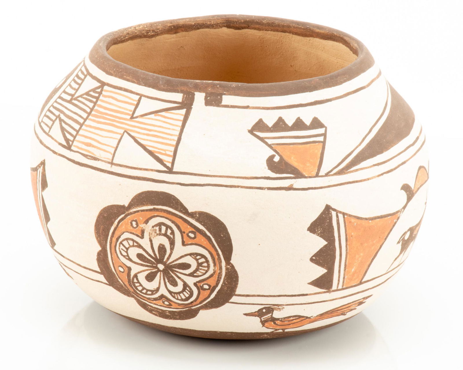 NATIVE AMERICAN ACOMA POTTERY VASE, H 5" DIA 7.5" (1 of 4)