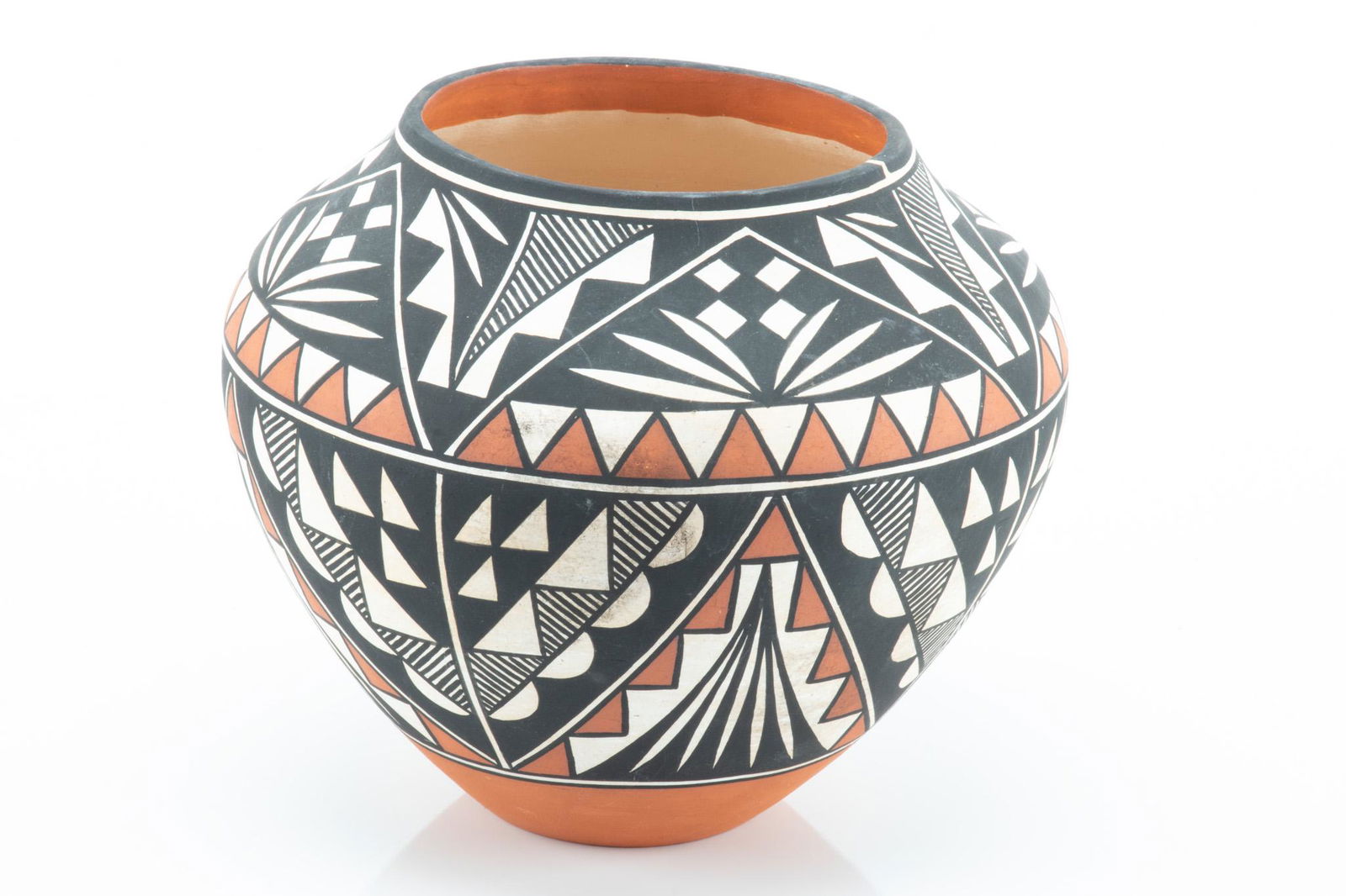 NATIVE AMERICAN ACOMA POTTERY VASE, H 7" DIA 8.5" (1 of 3)