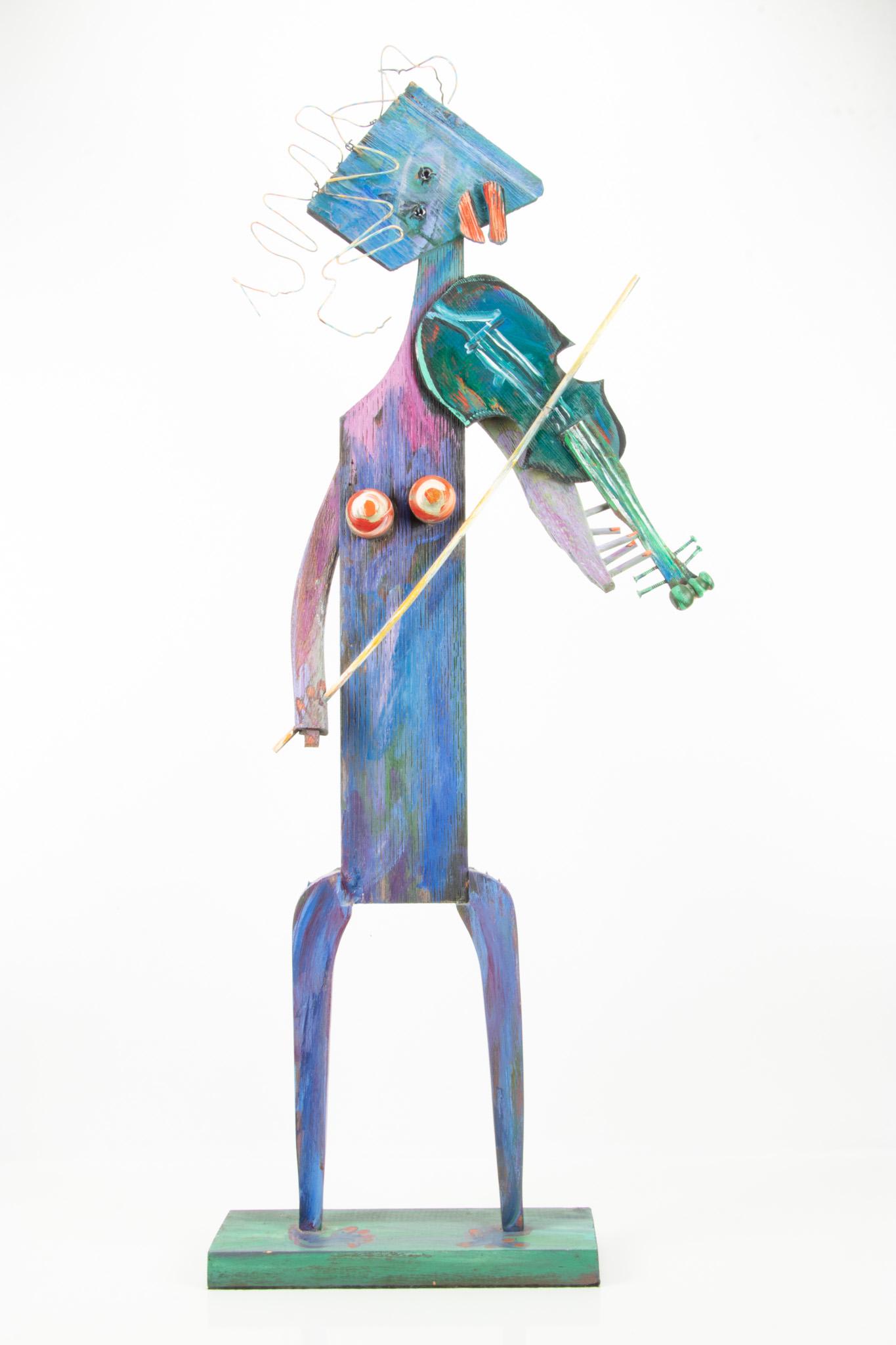 CHARLES NIVENS (AMERICAN, B. 1943) PAINTED WOOD & WIRE ASSEMBLAGE, 1990, H 50", W 15.5", UNTITLED (1 of 5)