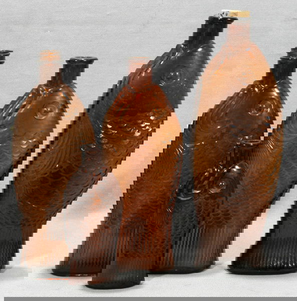 081605 DR FISCH'S BITTERS BOTTLE & AMBER FISH BOTTLES
