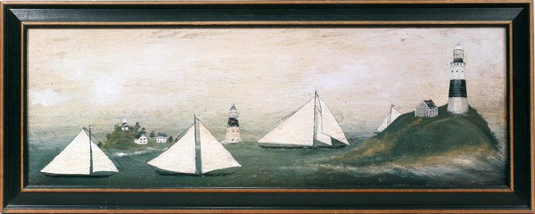 AFTER DAVID CARTER BROWN, PRINT, 12" X 36", : AFTER DAVID CARTER BROWN, PRINT, 12" X 36", LIGHTHOUSE:Printed by Wild Apple Graphics, Ltd. Woodstock, Vermont, USA; copyright 1994. Framed.