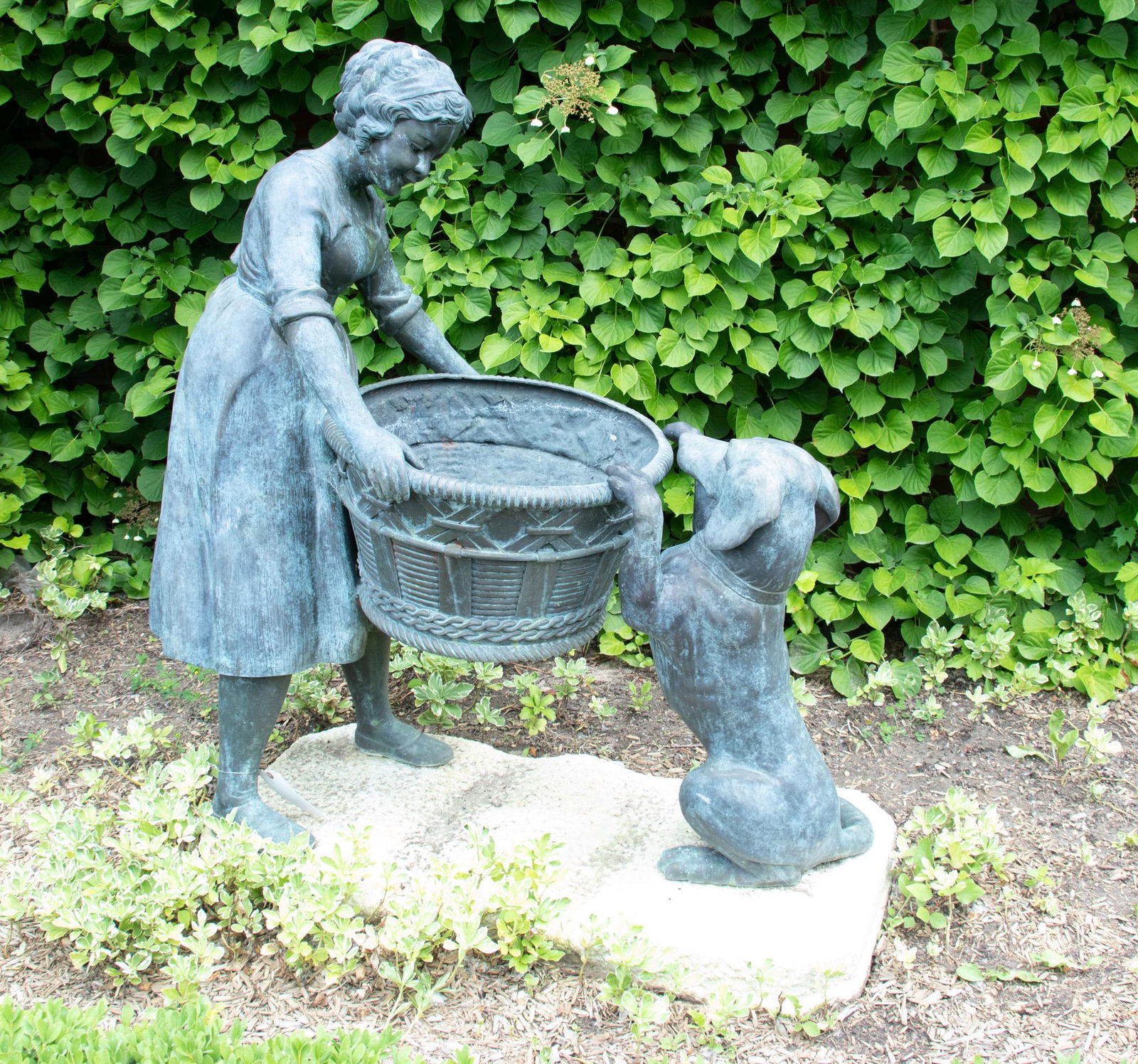 Theodore Alexander, Bronze Garden Sculpture, H 45”, W 21”, L 41”, Girl