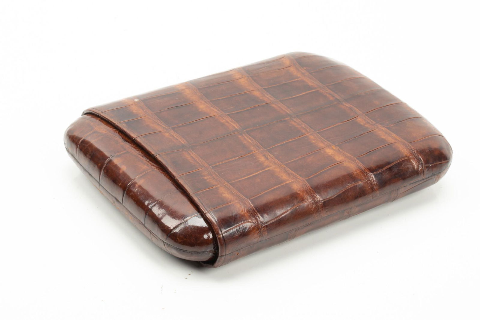 English Alligator Skin Cigar Case, H 6”, W 4”