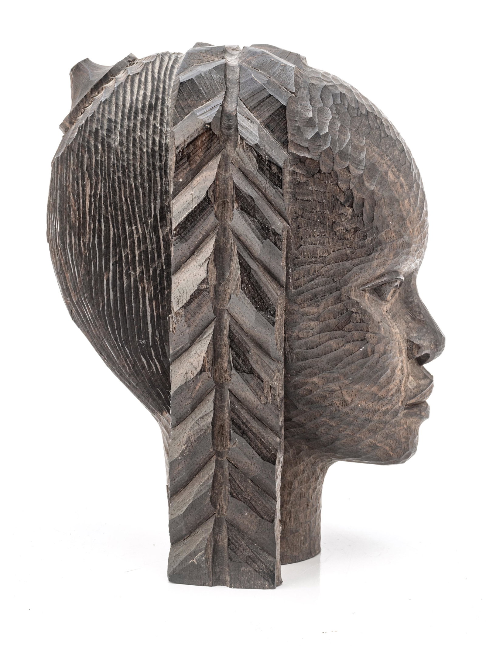Nigerian Carved Wood Head H 7”: NIGERIAN CARVED WOOD HEAD H 7" Purchased in Nigeria circa 1960. Very heavy carved head of a child. Purchased in Lagos circa 1960.