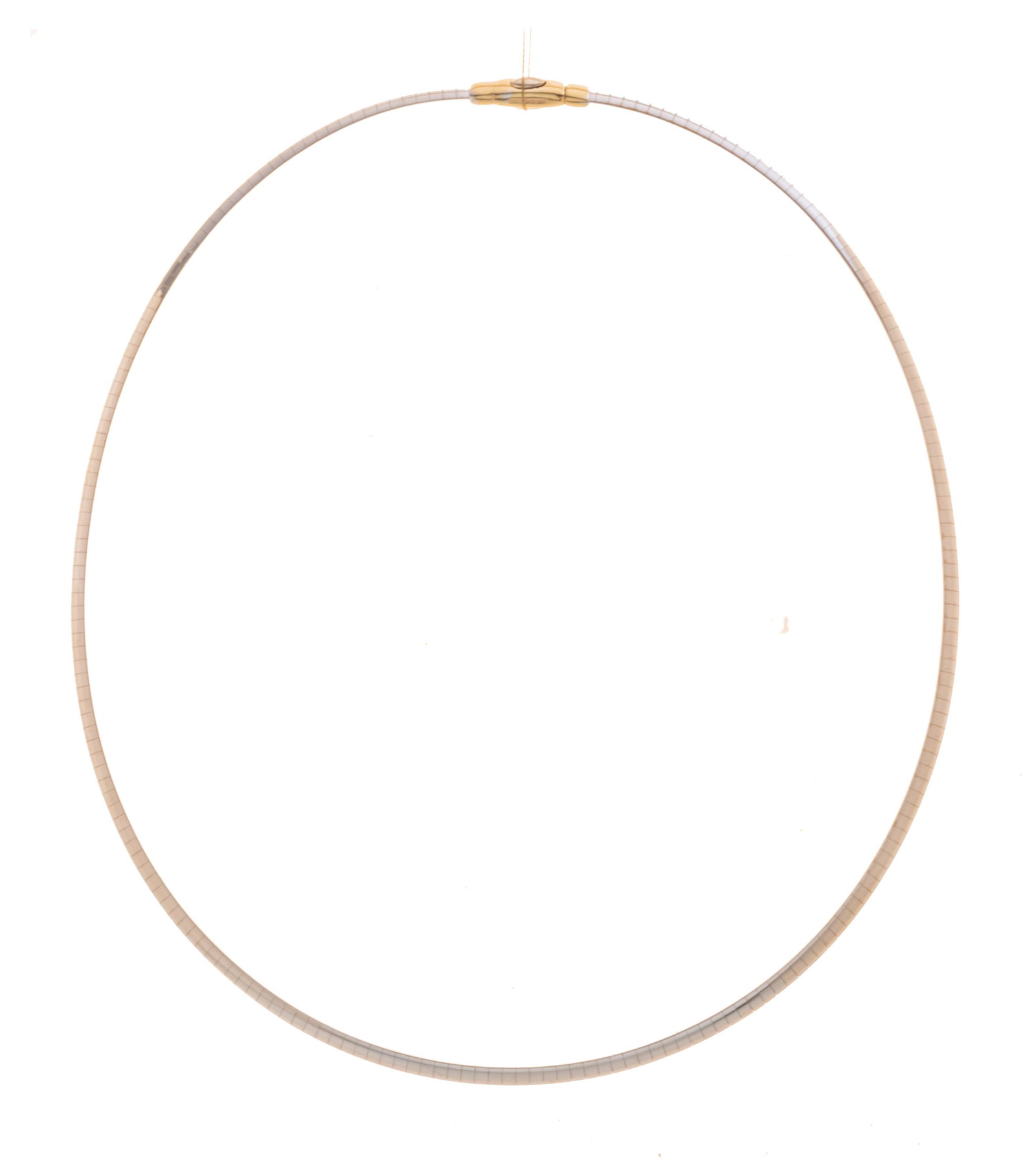 White and Yellow Gold Necklace 3MM L 16’’: White And Yellow Gold Necklace 3mm L 16'' Reversible. Omega. Purchased at Urban Jewelers, Ann Arbor, Mich.