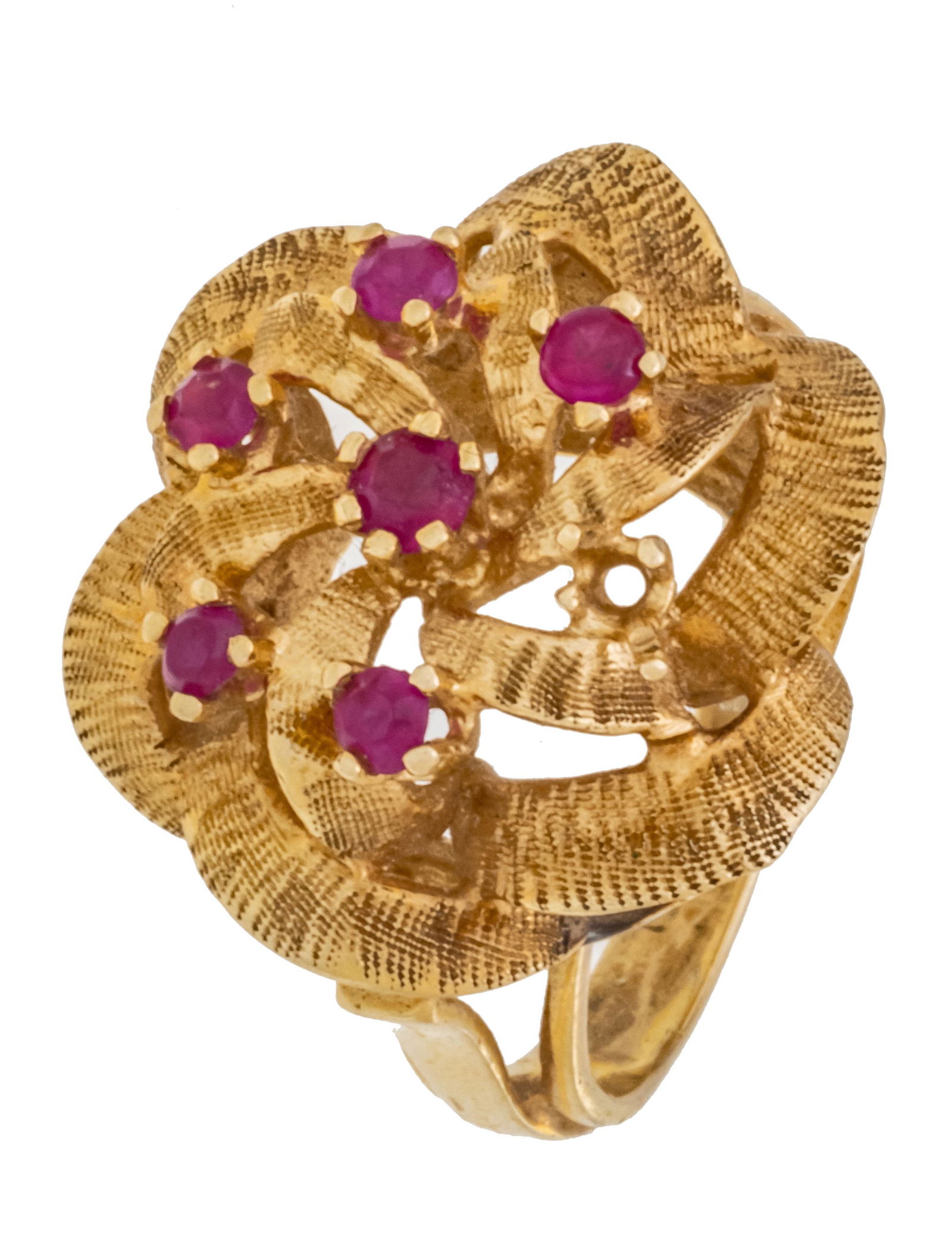 14K Yellow Gold Cluster Ring, With Rubies Size 6 (1 of 5)