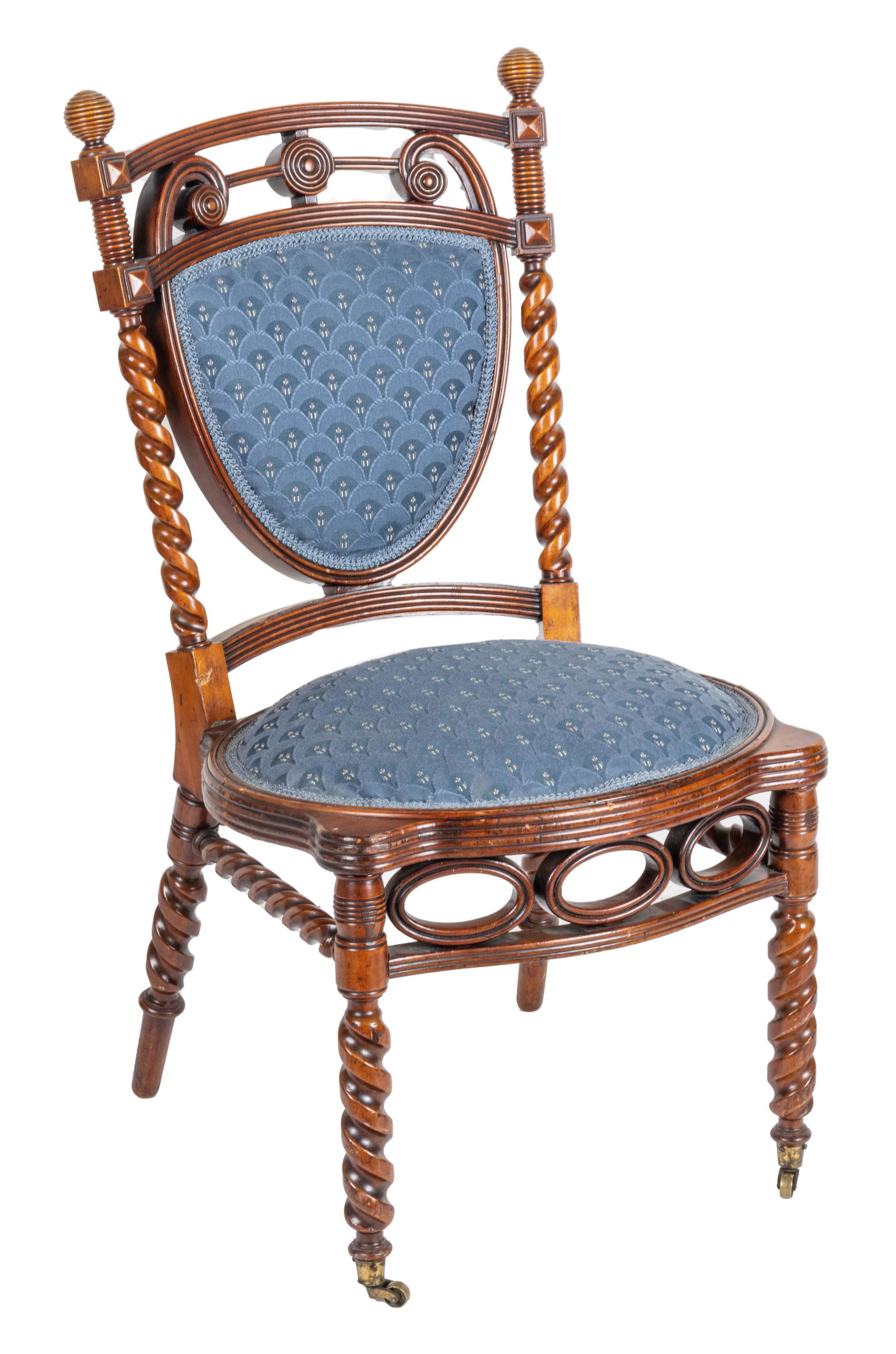 Carved Wood Shield Back Side Chair, C. 1920, H 36”, W 19” (1 of 4)