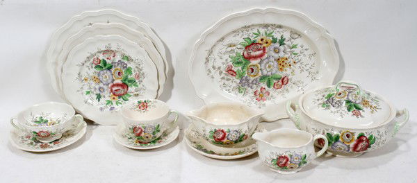 ROYAL DOULTON 'MALVERN' PATTERN, CHINA, 144: ROYAL DOULTON 'MALVERN' PATTERN, CHINA, 144 PCS.:Includes 16 dinner plates, 10 1/2" Dia., 19 luncheon plates, 9 1/2" Dia. 17 tea cups, 36 saucers, 14 rimmed soup bowls, 1 platter, 16" L., 13" platters