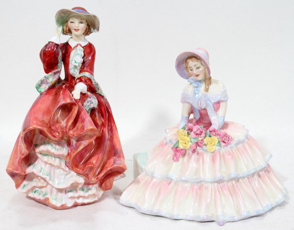 ROYAL DOULTON FIGURINES 'TOP O'THE HILL' &: ROYAL DOULTON FIGURINES 'TOP O' THE HILL' & 'DAY DREAMS', TWO:Includes; 'Top O' The Hill', Hn1834, 7" H. and 'Day Dreams', Rd. No. 907474, 5 3/4" H.; From the Estate of Edward and Dorothy Langs, Ann A