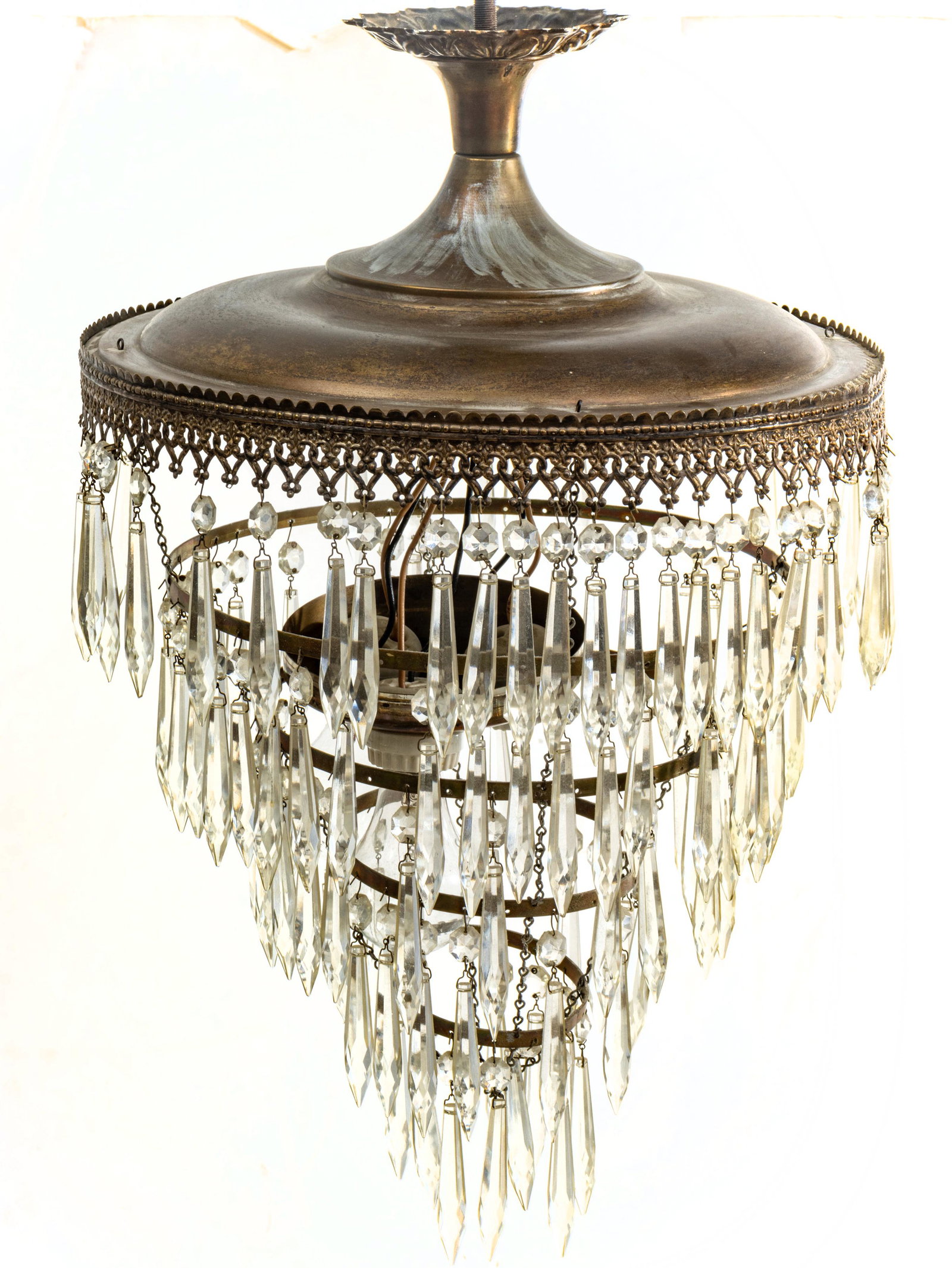 Crystal Tiered Prism Chandelier 1920, Dia. 14'': Crystal Tiered Prism Chandelier 1920, Dia. 14'' Four tiers.