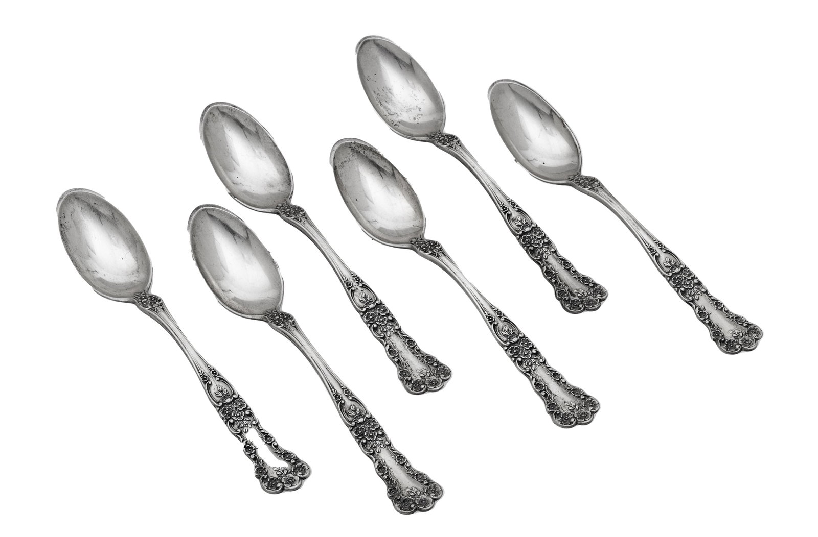 Gorham "Buttercup" Sterling Silver Demitasse Spoons C. 1920, H 2.5'' 2t oz 6 pcs: Gorham "Buttercup" Sterling Silver Demitasse Spoons C. 1920, H 2.5'' 2t oz 6 pcs Sold by Jaccard Jewelers, Kansas City. No monograms. 2 tr oz.From a Jackson, Mich. estate amassed circa 1930 - 1950.