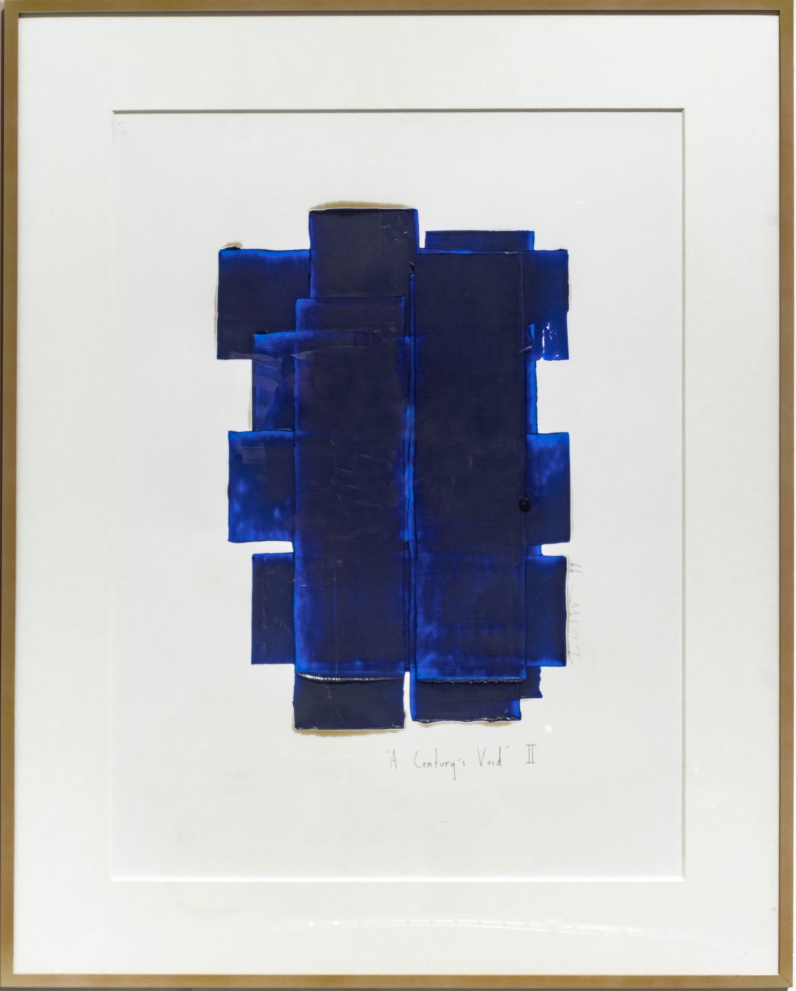 John Zinsser (American, 1961) Oil On Wove Paper, C. 1999, A Century's Void II, H 30'' W 23'': John Zinsser (American, 1961) Oil On Wove Paper, C. 1999, A Century's Void II, H 30'' W 23'' Signed in pencil, dated '99 and titled. Framed in wood, behind plexiglass. Frame Measurements: H36" W29" Pr