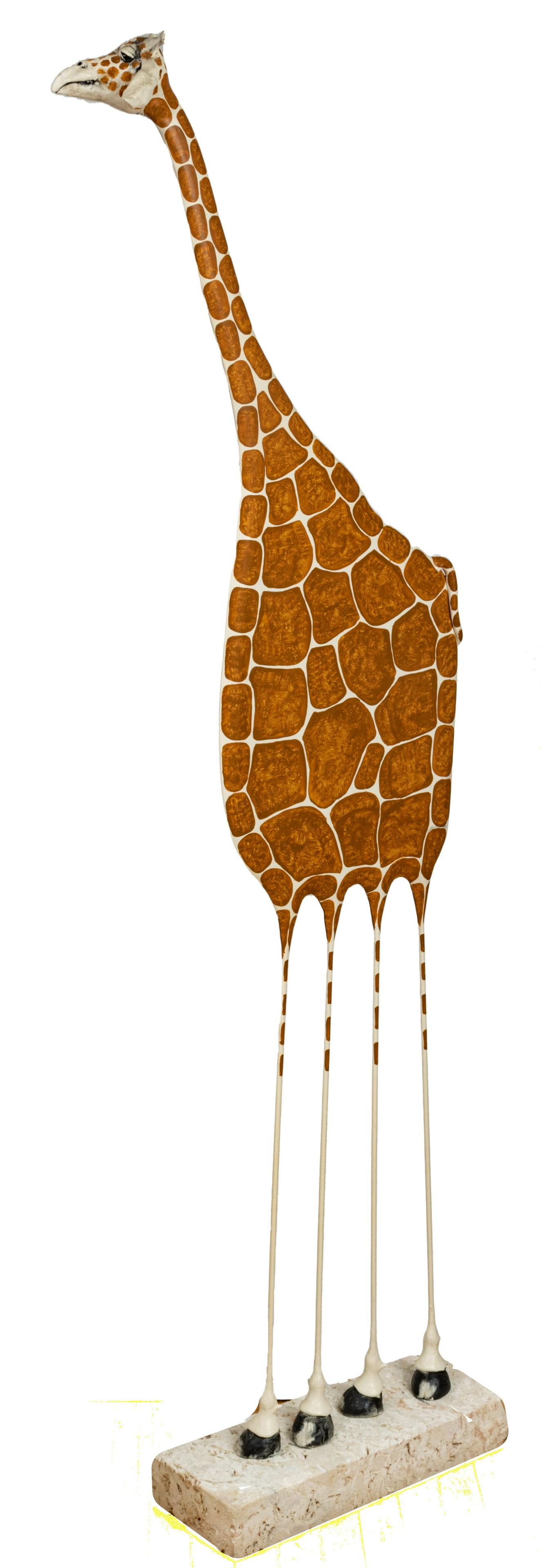 Todd Warner (American, 1945) Painted Wood, Ceramic, Stone And Steel Giraffe (1 of 4)