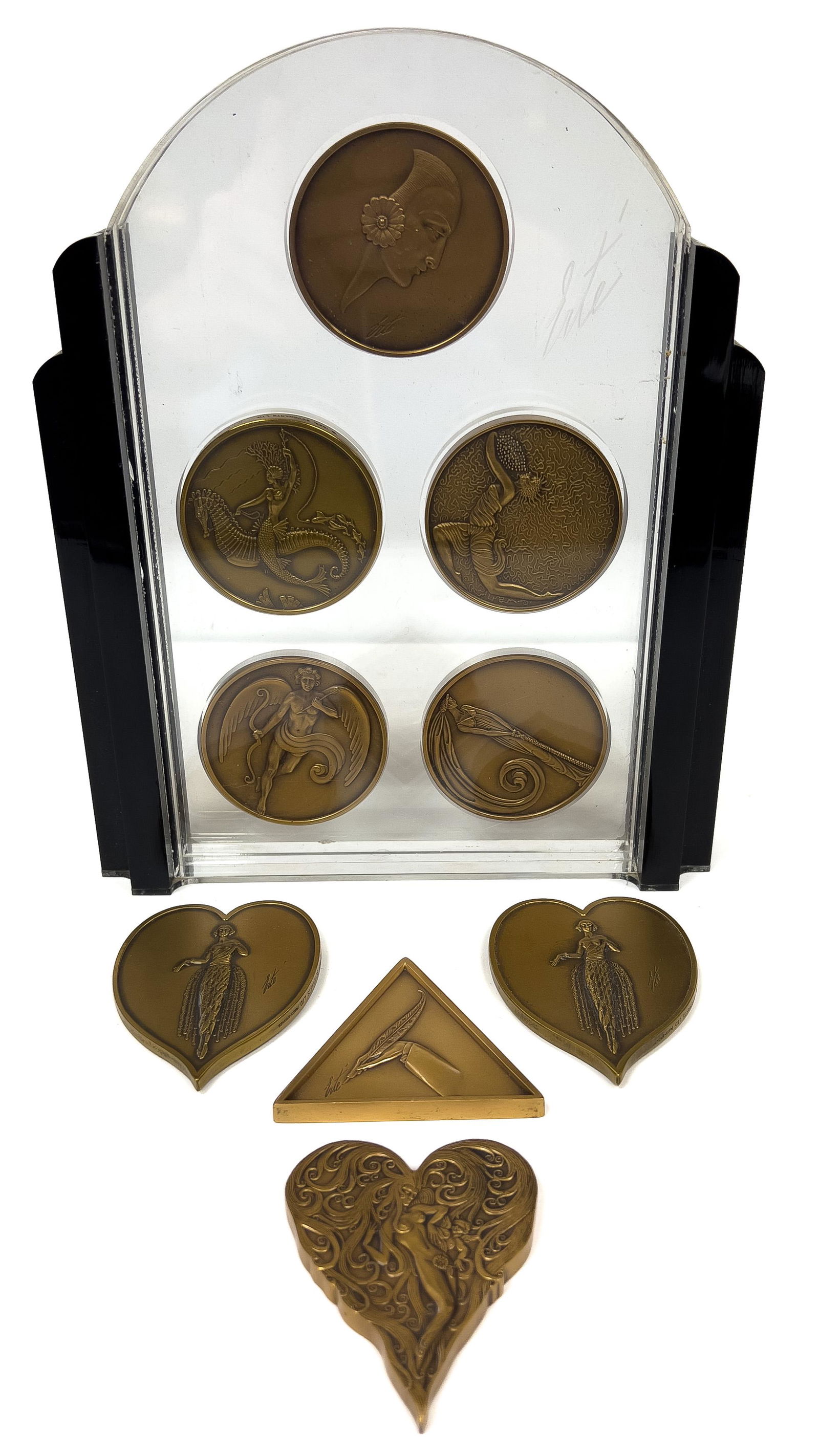 Erte (French, 1892-1990) Bronze Medallions Group Of Nine Dia. 2.25'' (1 of 6)