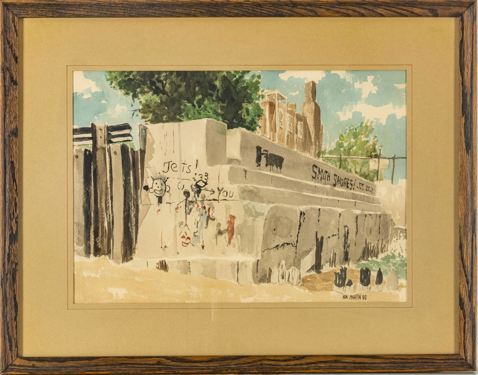 Ron Martin, Watercolor On Paper, 1966, H 13.5", W 19.5", New York Graffiti (1 of 4)