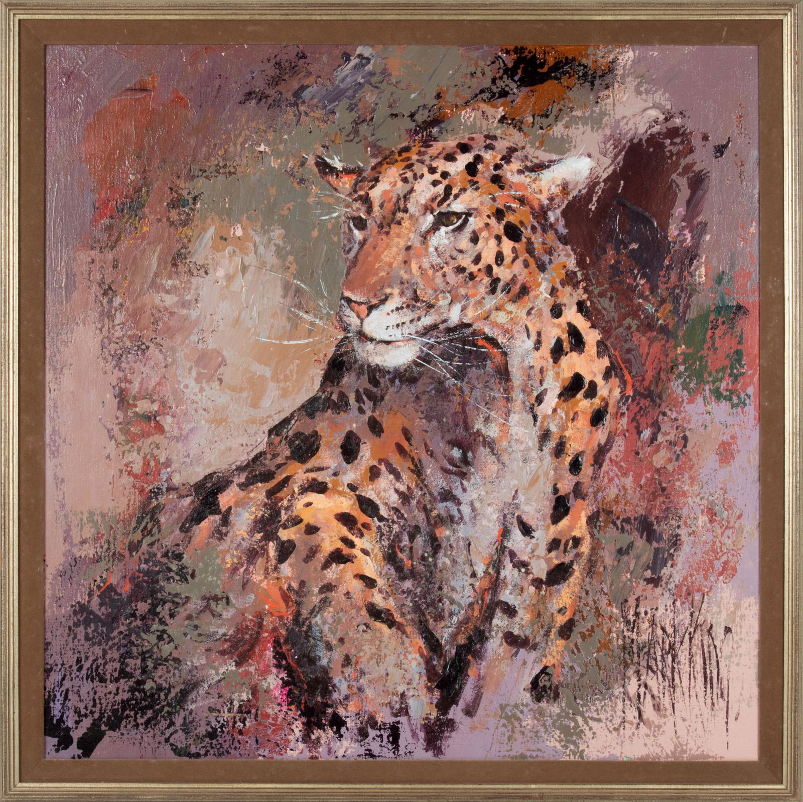 Mark King (American, 1931-2014), Oil  On Canvas, H 29.5", W 29.5", "Cheeta" (1 of 2)