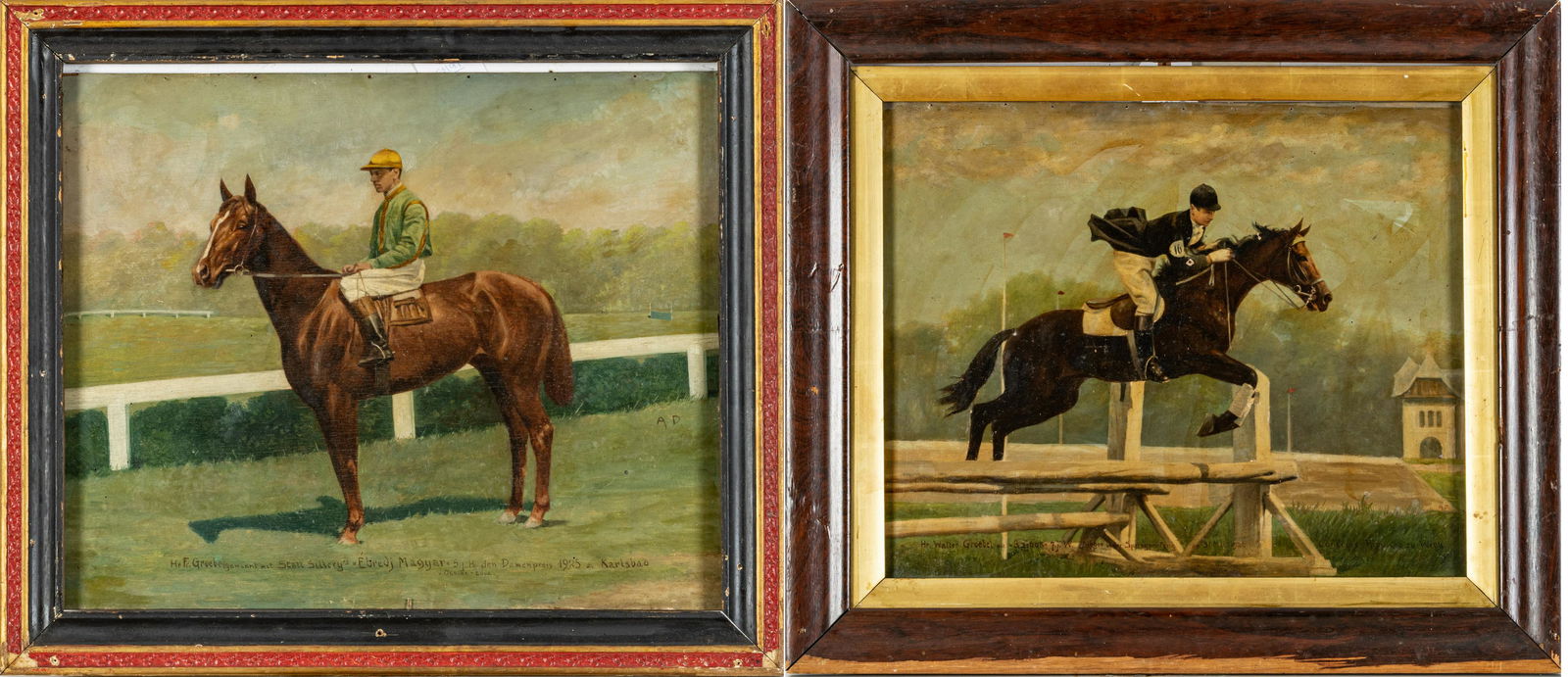 Karlsbad, Germany Oil On Board,  1925, Equestrian Scenes, Group Of Two, H 21'' W 27'' (1 of 9)
