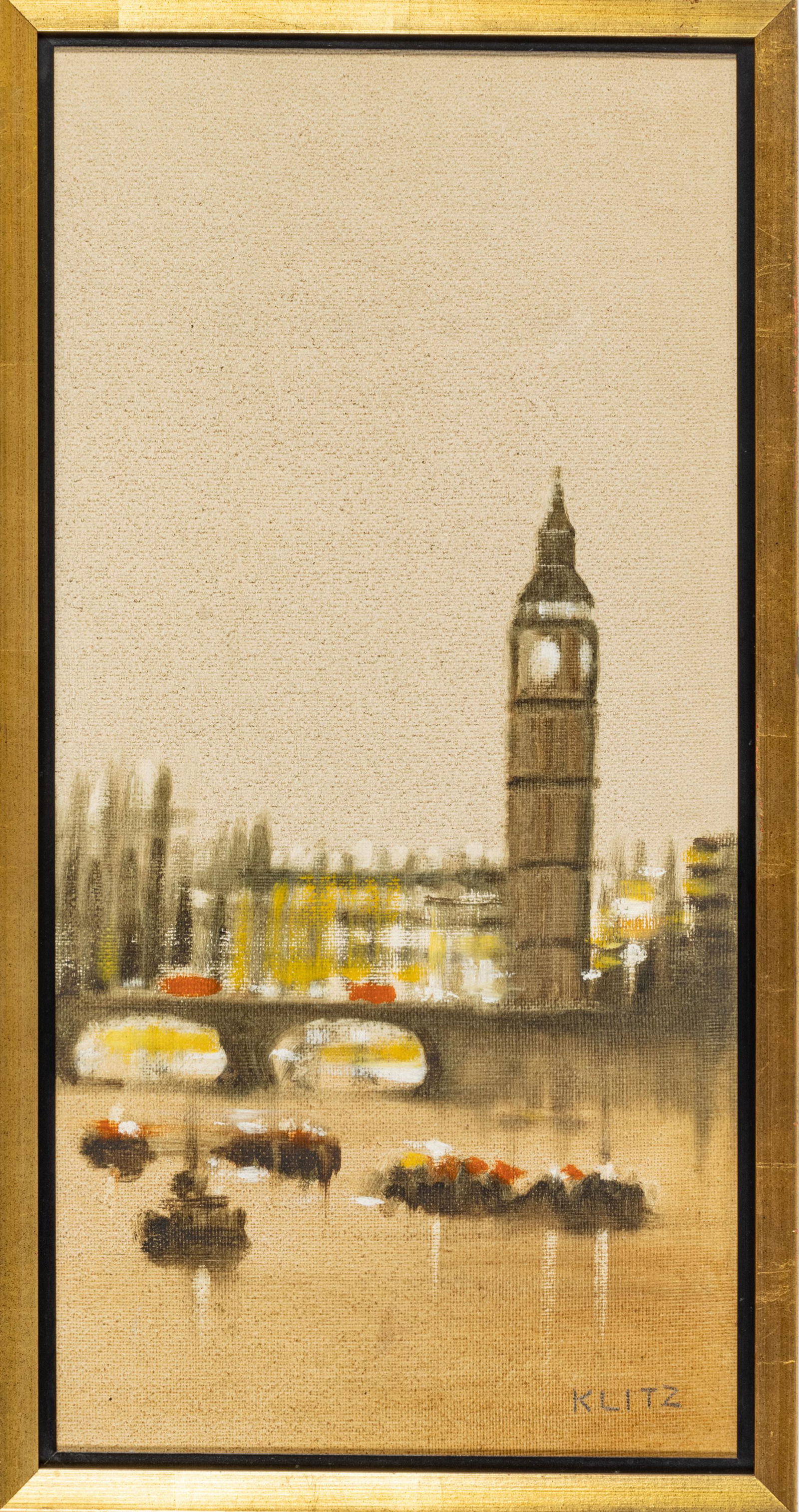 Anthony Robert Klitz (British, 1917-2000) Oil On Masonite, Big Ben Skyline, H 29'' W 14'' (1 of 5)