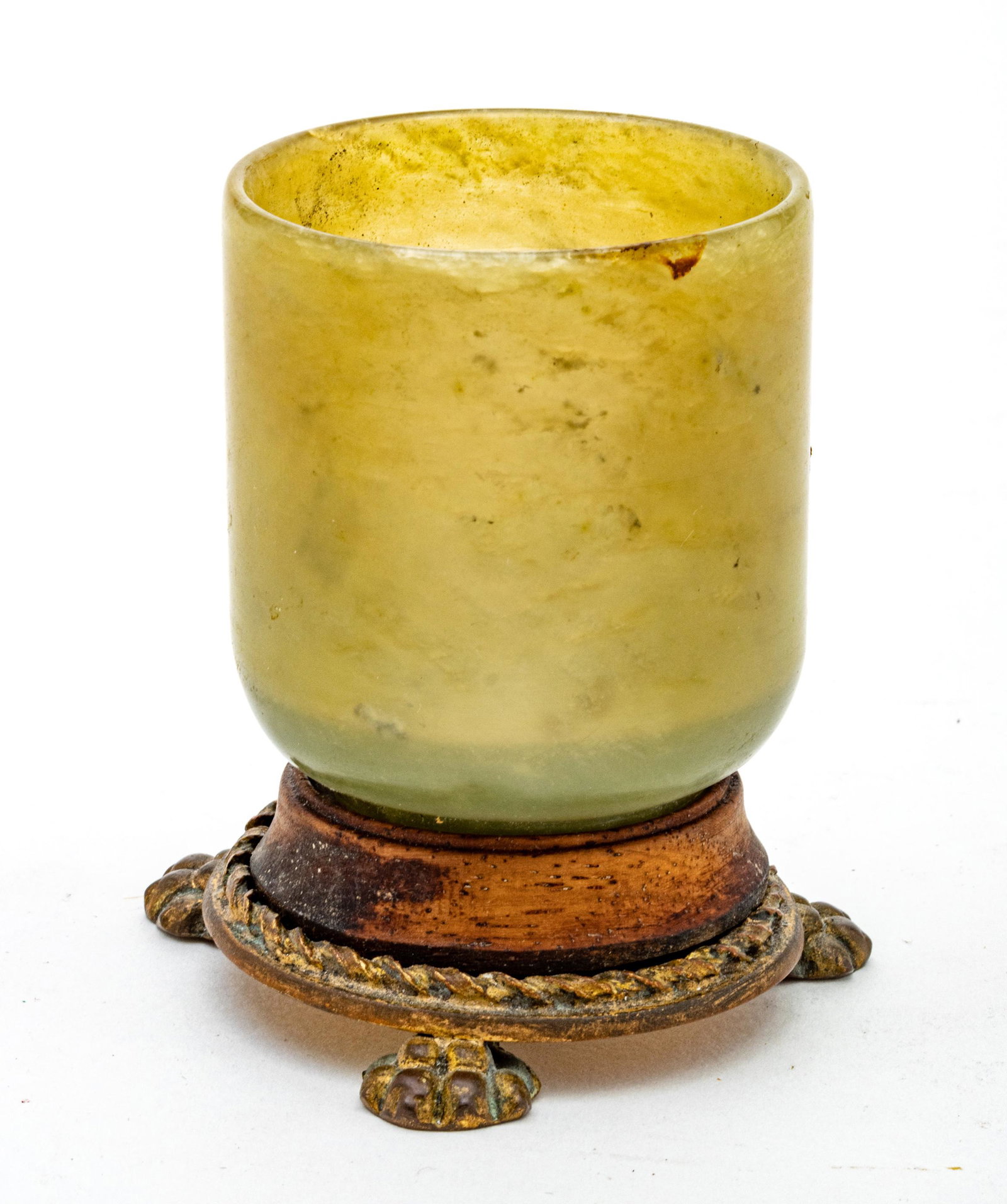 Nicholas Hayden N.Y. Bronze And Jade Cup H 2.75'' Dia. 2'': Nicholas Hayden N.Y. Bronze And Jade Cup H 2.75'' Dia. 2'' Provenance: From a Lathrop Village, Michigan collector.