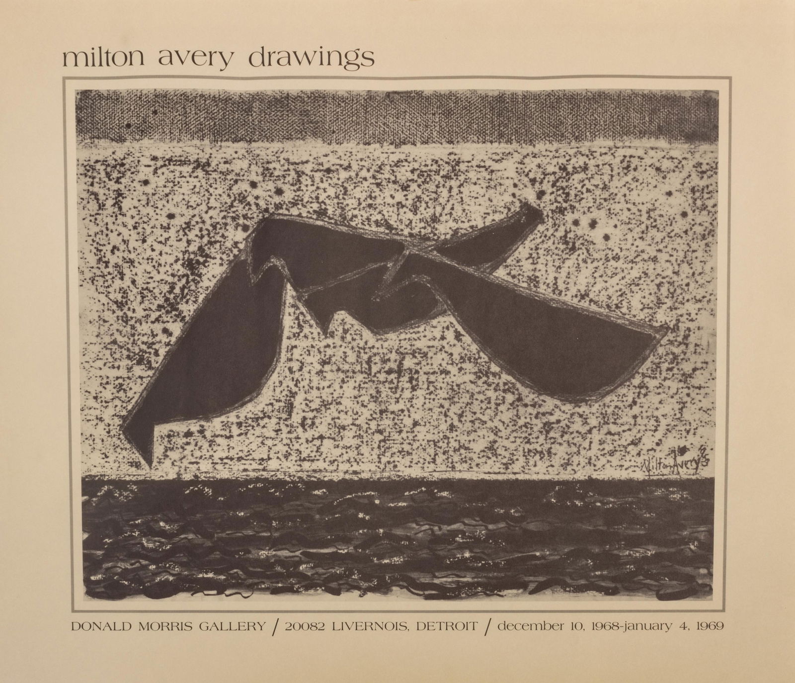 Milton Avery (American, 1885-1965) Drawing, Donald Morris Poster,  1969, H 17.75'' W 22.75'' (1 of 1)