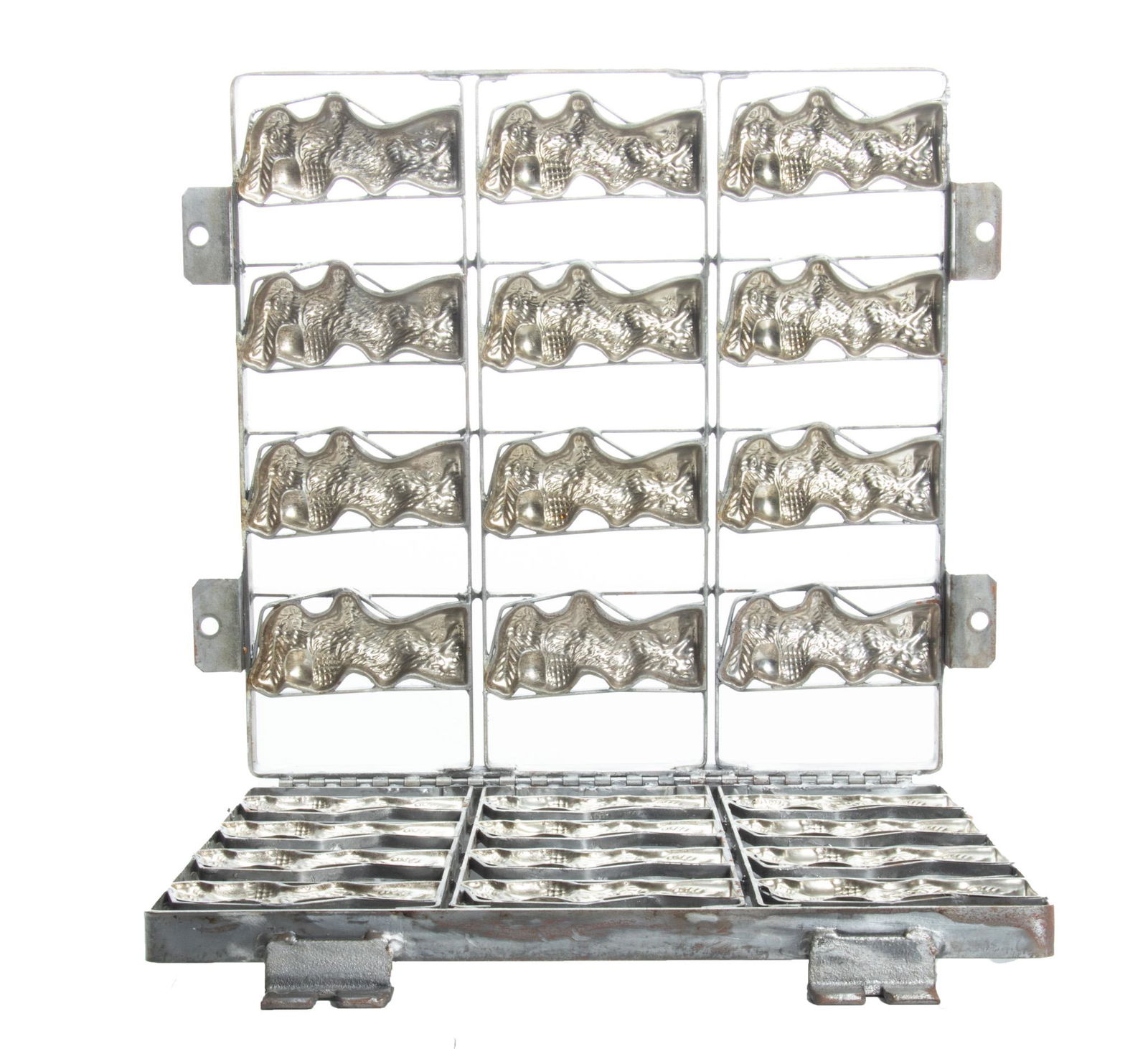 Steel Chocolate Mold, Easter Bunny, C. 1900, H 25.5'' W 23'' (1 of 3)