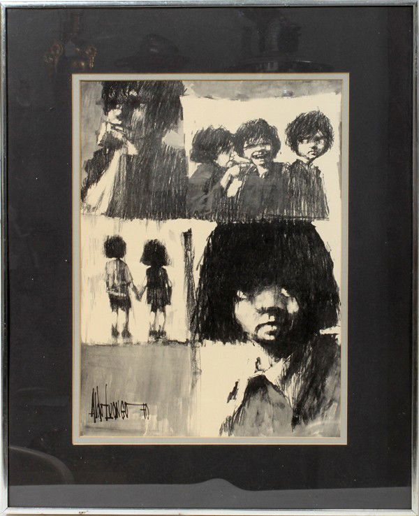 ALDO LUONGO [AR B. 1941], PRINT, 16" X 12",: ALDO LUONGO [AR B. 1941], PRINT, 16" X 12", FOUR SCENES OF CHILDREN:Signed lower left, framed and matted under glass.