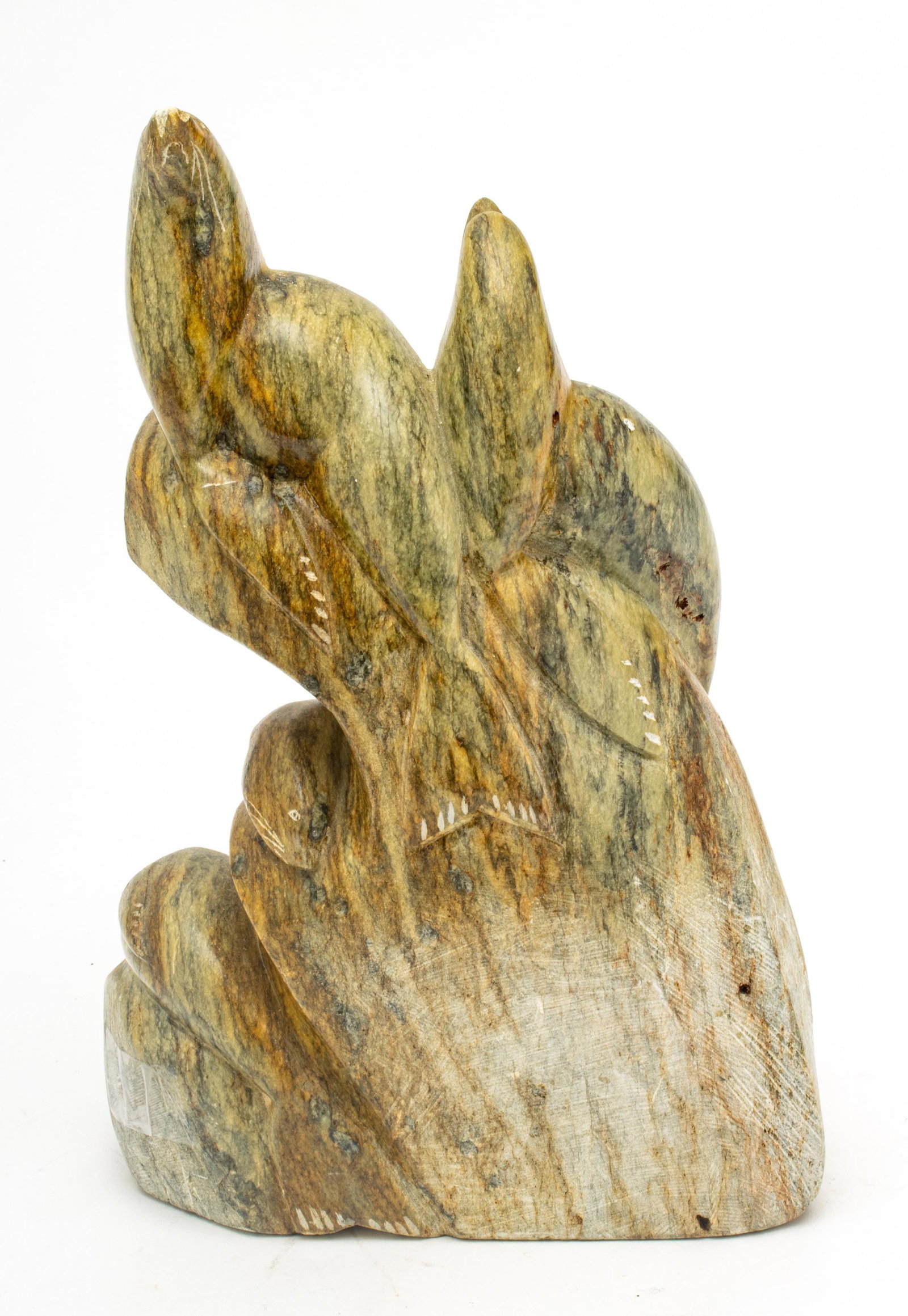 Eddie Omnik Inuit Carved Stone Sculpture, Seals H 9.5" L 6" D 3" (1 of 5)