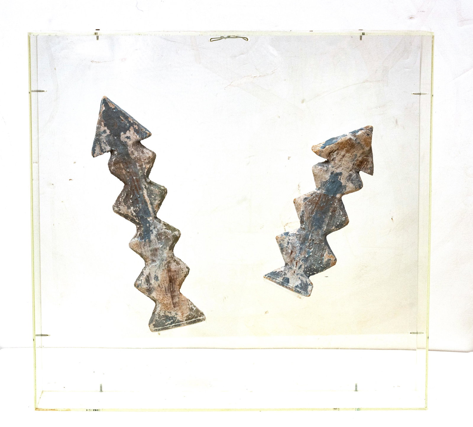 Native American Hopi, Pair Of Carved Wood Lightning Dance Paddles, H. 8.5"-11.5" H 18'' W 19.25'' (1 of 4)