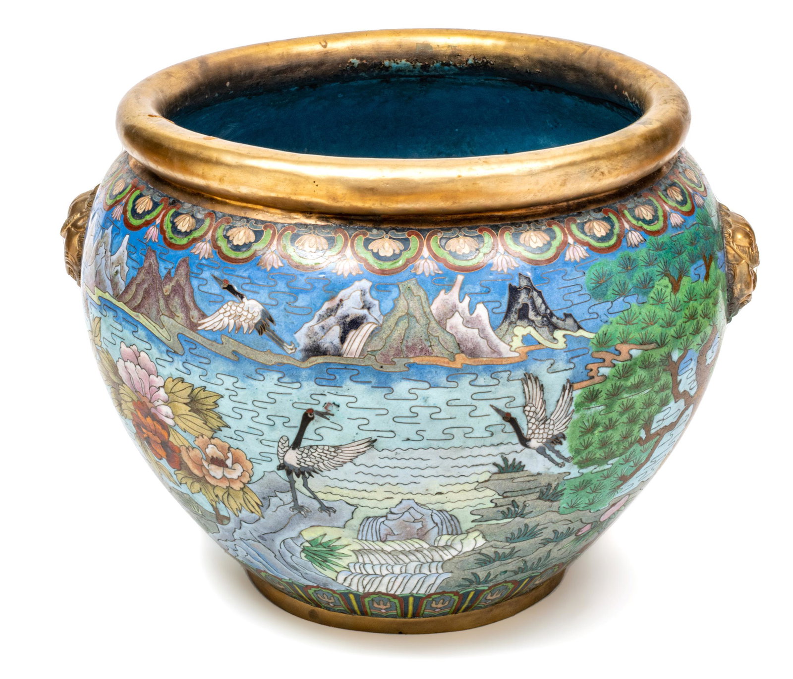 Chinese  Cloisonee Enamel Fishbowl And Stand H 14'' W 17'' (1 of 5)