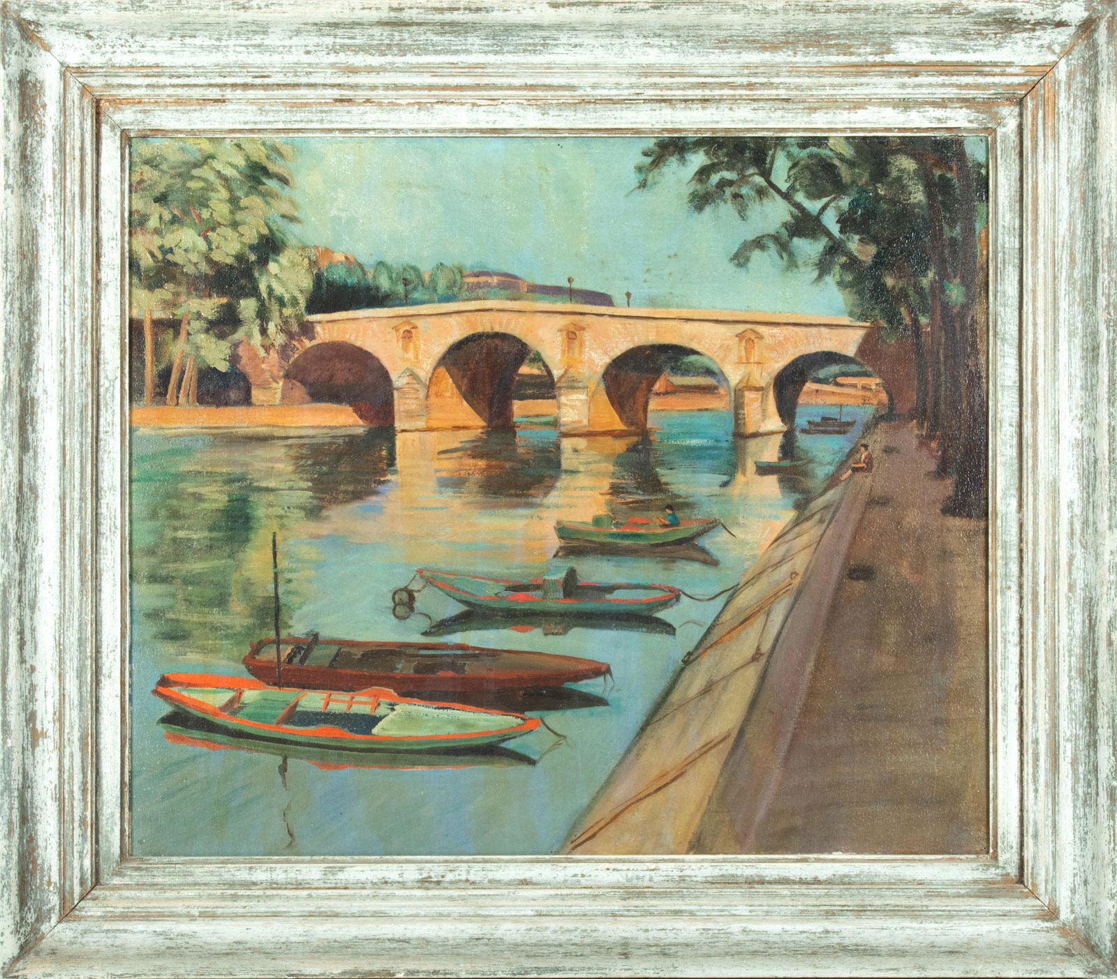 French Oil On Canvas,  Early 20th C., Pont Marie, Paris, H 21'' W 26'' (1 of 3)
