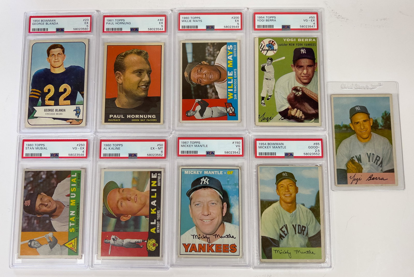 Vintage 1950s/60s Baseball And Football Cards, Nine Pieces, H 3.75'' W 2.5'' (1 of 2)