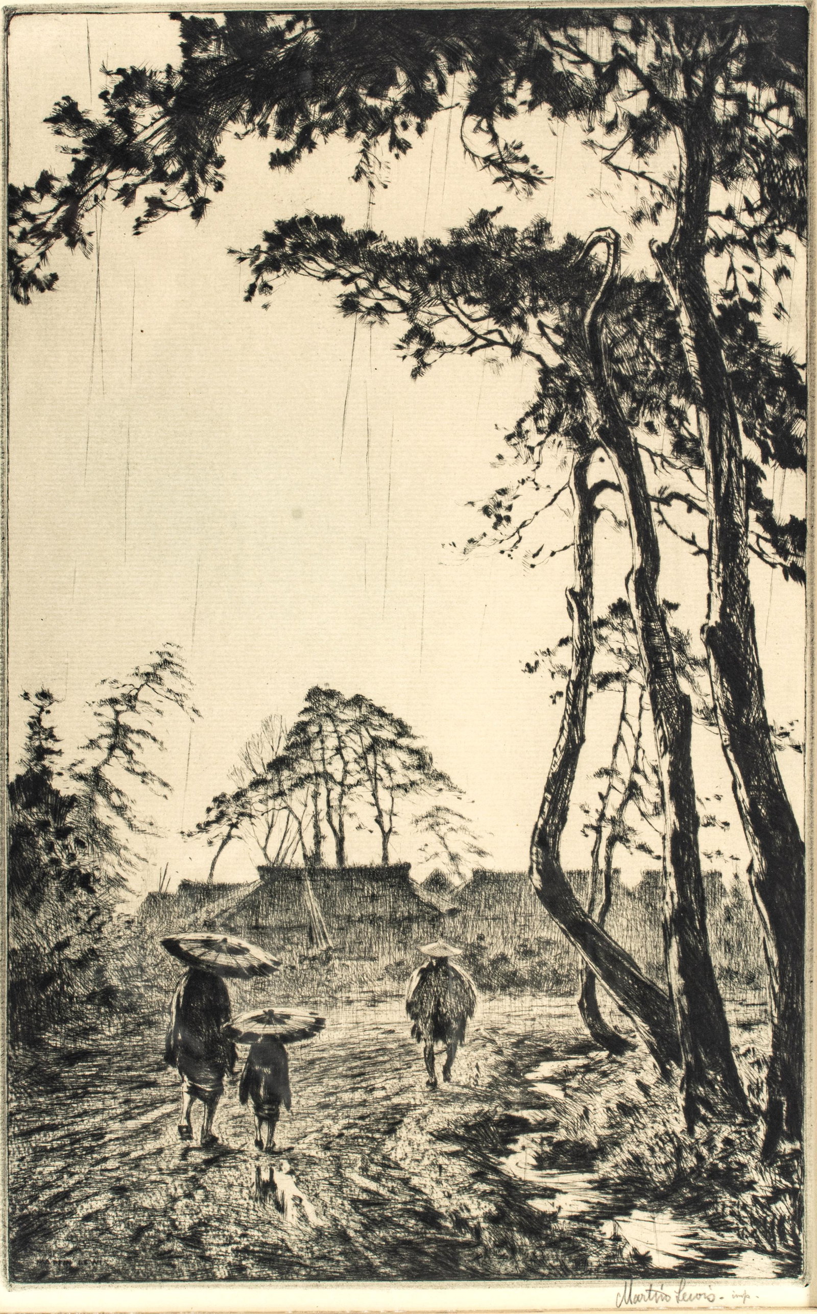 Martin Lewis (American, 1881-1962)  1927, Clearing Rain, Evening, Japan, H 14.825'' W 9.325'' (1 of 5)