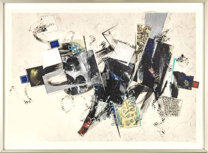 Zigi Ben-Haim (Israeli, 1945) Mixed Media On Paper, 1988, Untitled, H 29.25'' W 41.25'': Zigi Ben-Haim (Israeli, 1945) Mixed Media On Paper, 1988, Untitled, H 29.25'' W 41.25'' Signed in pencil, dated and annotated 'X 2', with full margins (deckle edges on each side). Frame