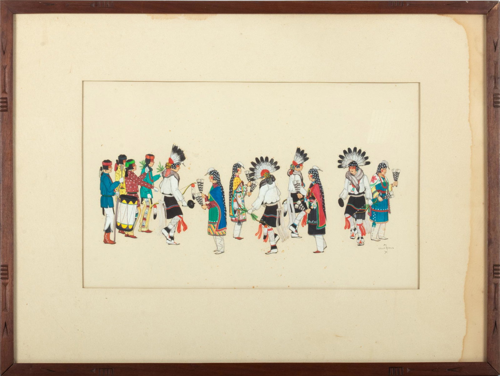 Gilbert Atencio, 1930-95, San Ildefonso  Watercolor And Gouache C. 1947, H 12'' W 20'' (1 of 4)