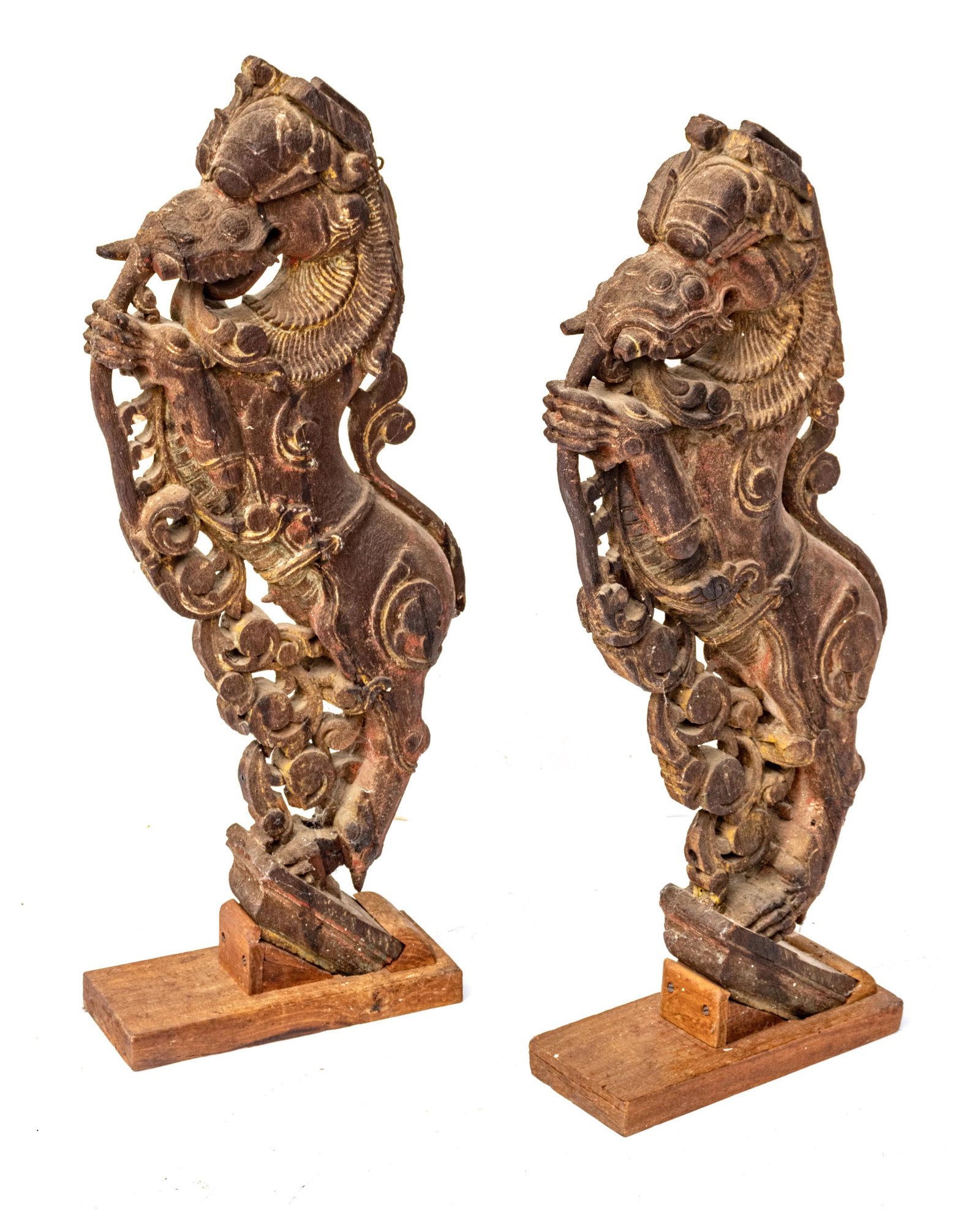 India, Pair Of Carved Wood Horse Figures,  H 32", W 16", D 4" (1 of 5)