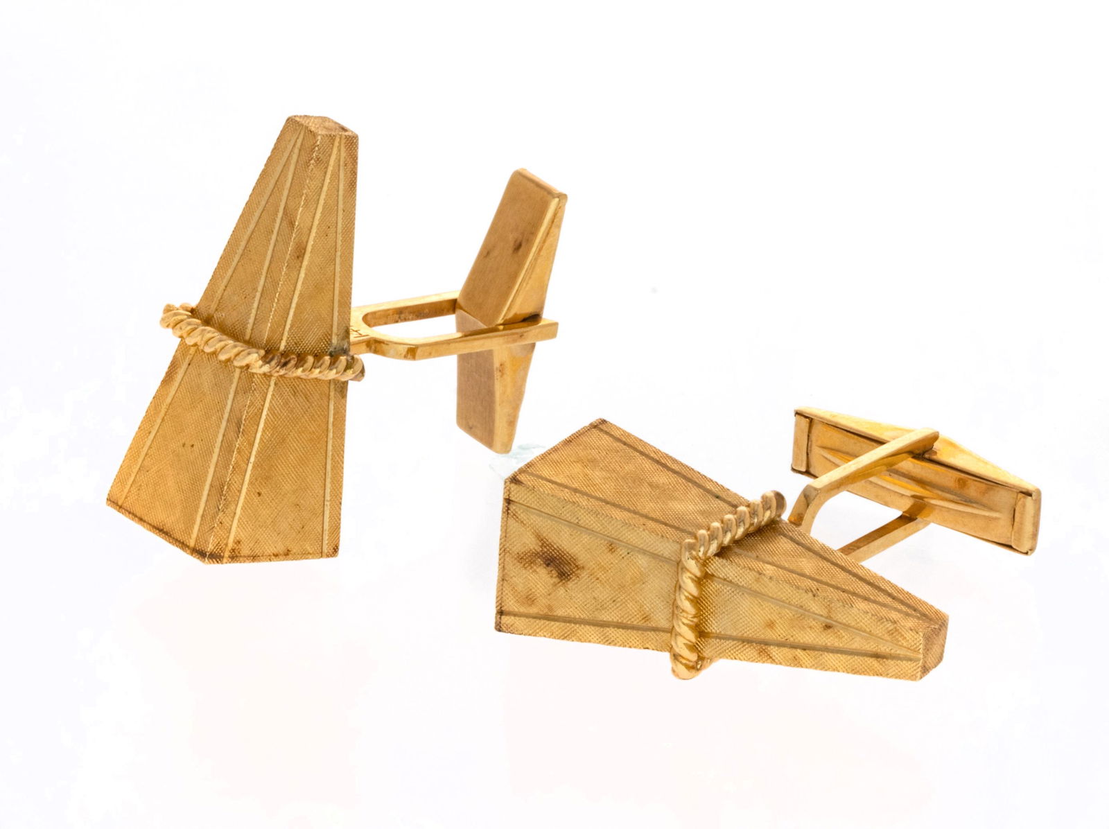 Gentleman's 14Kt Yellow Gold Cufflinks, W 1", D 1 1/8", T.W. 13 Gr (1 of 2)