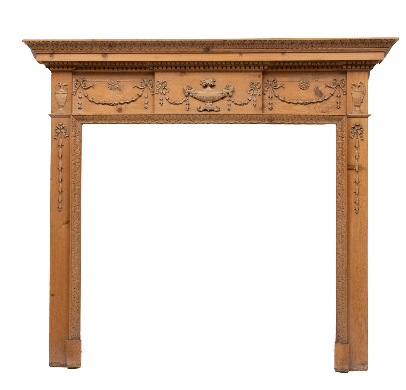 American Empire Style Carved Pine Mantel, H 54'' W 61'' Depth 5.5'' (1 of 3)