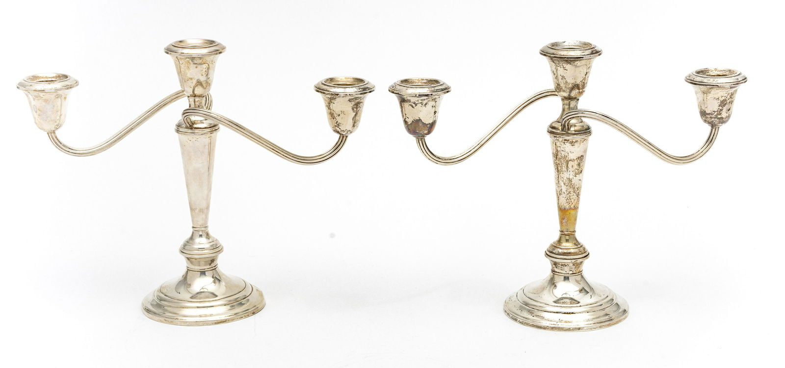 Gorham Weighted Sterling Silver Candelabra, Pair, H 8.75", W 11.5" (1 of 4)