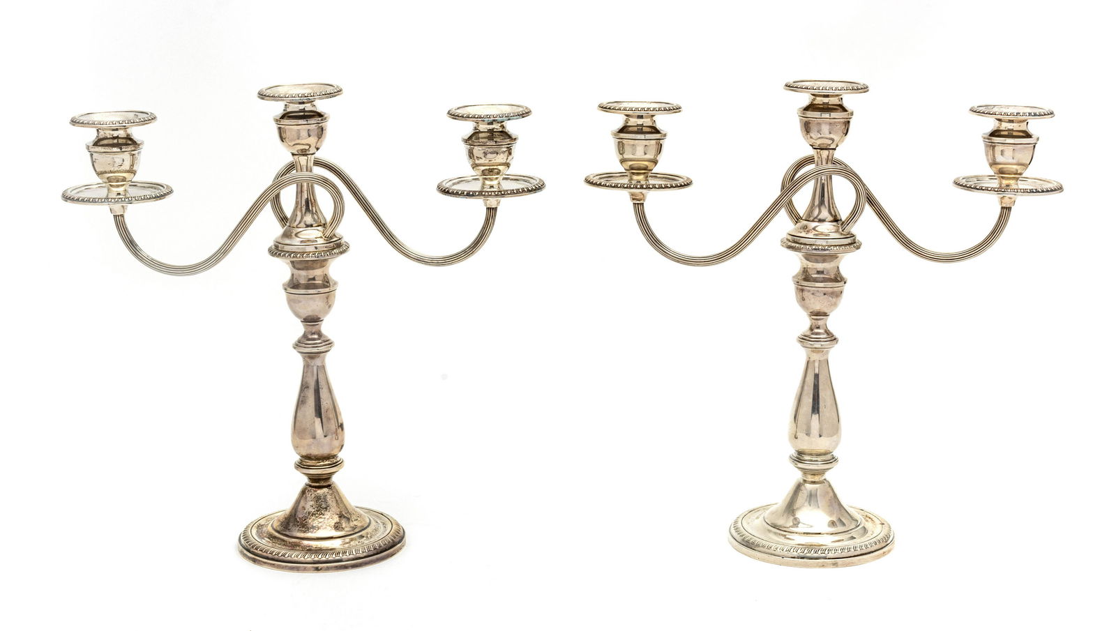 Kmk Weighted Sterling Silver Candelabra, Pair, H 13", W 13" (1 of 4)