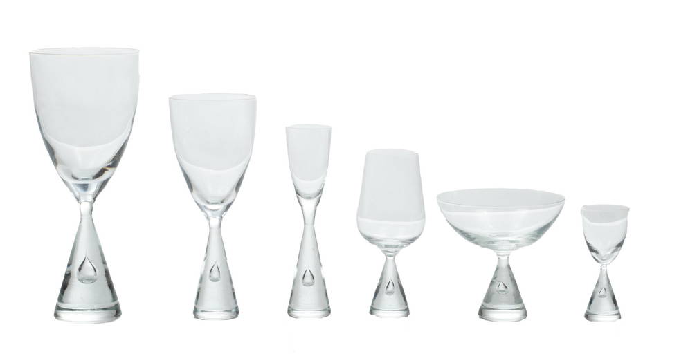 Holmegaard Danish "Princess" Bubble Glass Stemware C. 1970, 76 pcs