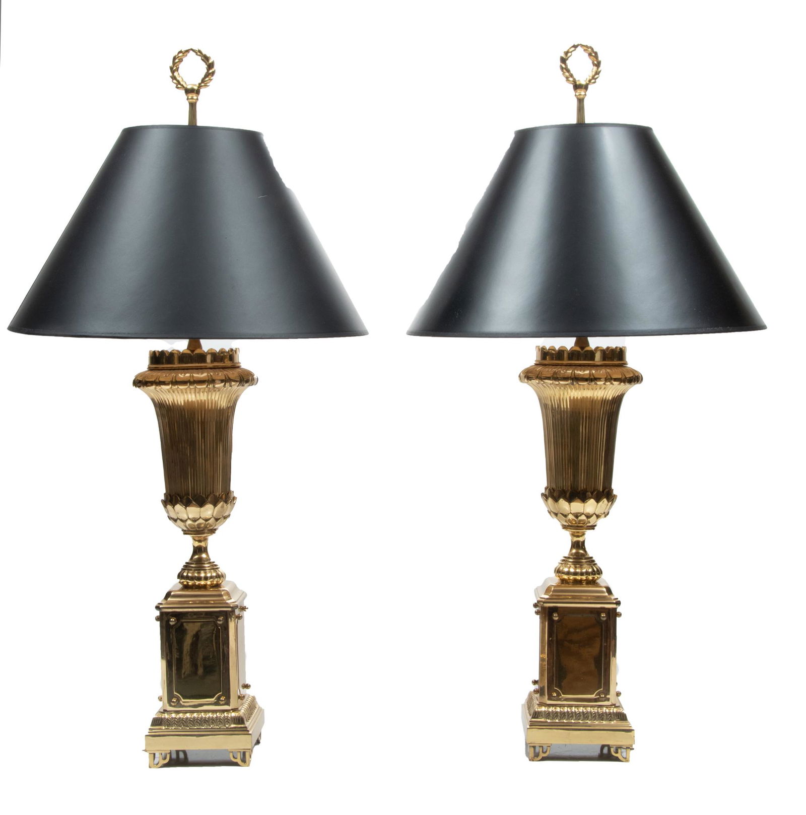 Pair Of Brass Lamps H 36'' W 5.5'' L 5.5'' (1 of 4)