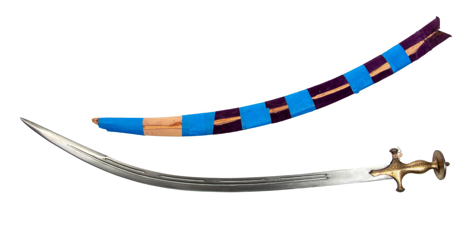 Persian Damascus Steel Curved Blade Sword, W 4'' L 37'' (1 of 4)