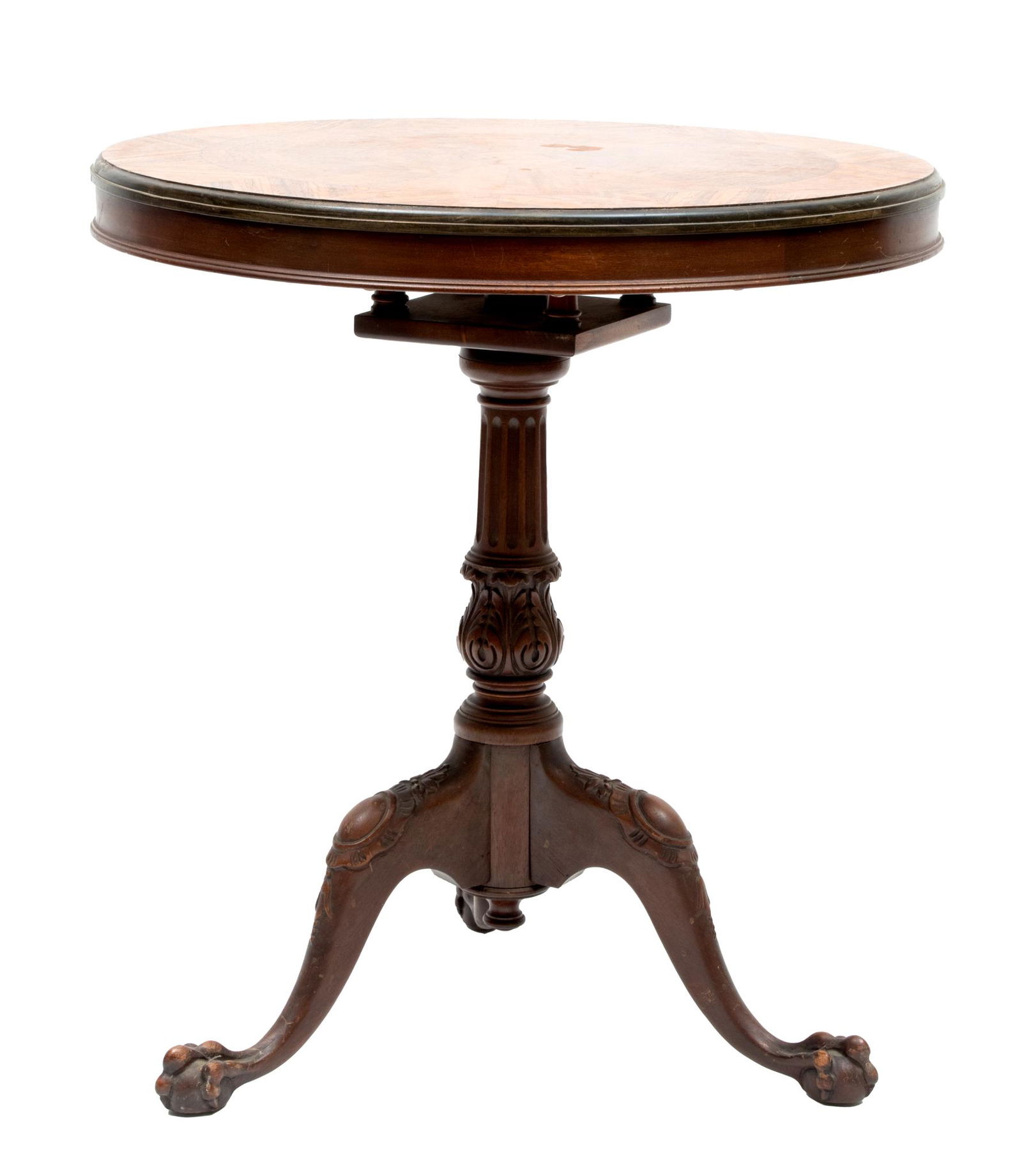 Mahogany Round Lamp Table C. 1940, H 28'' Dia. 26'' (1 of 2)